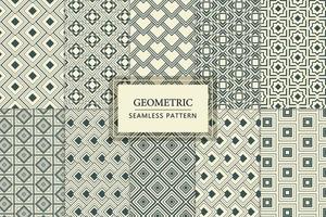 Sammlung von geometrischen, dekorativen, nahtlosen Wiederholungsmustern mit quadratischen Kacheln vektor