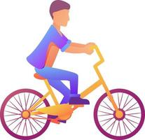 Mann, der Fahrrad fährt. Öko-Transport. Outdoor-Aktivität des jungen Mannes und gesunder Lebensstil. Isoliert auf weißem Hintergrund. Flache Vektorgrafik. vektor