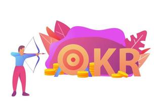 objektives schlüsselergebnis concept.business success banner.profit money coins.reaching goal.arrow hit target.isolated auf einem weißen background.vector flache illustration. vektor