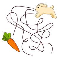labyrinthspiel, bildungsspiel für kinder kaninchen carrot.flacher illustrationsvektor. Kinderspiel. vektor