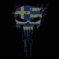 Totenkopf-Griechenland-Flagge mit Grunge-Textur - Vektor-T-Shirt-Design vektor