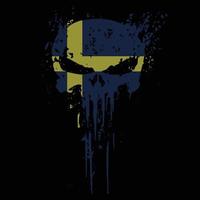 Totenkopf-Schweden-Flagge mit Grunge-Textur - Vektor-T-Shirt-Design vektor