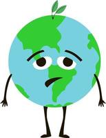 ledsen planet jorden. planet maskot utan växter av miljö gråta och behöver hjälp. vektor illustration problem av miljö isolerat på vit