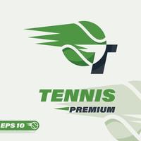 tennis boll alfabet t logotyp vektor