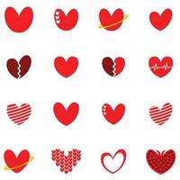 söt kärlek hjärta uppsättning ikon tecken logotyp begrepp vektor