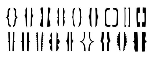 silhuett av enkel dekorativ parenteser. uppsättning av minimalistisk ritad för hand text ramar. elegant text symboler isolerat. vektor illustration av samling av skiljetecken märken.