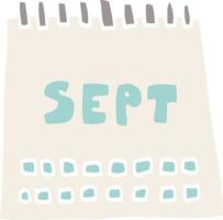 Cartoon-Doodle-Kalender mit Monat September vektor