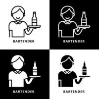 Mann Barkeeper Symbol Cartoon. männliches Barkeeper-Vorbereitungsgetränk-Vektorlogo vektor