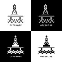 offshore ikon tecknad serie. rigg plattform symbol vektor logotyp