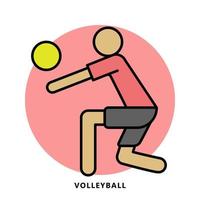 Symbol für Volleyballsport. Volleyball-Spieler-Vektor-Illustration vektor