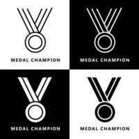 medalj mästare ikon tecknad serie. vinnare symbol vektor logotyp