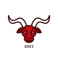 2021 chinesische neujahrsbüffel symbol symbol illustration. Stier-Logo-Vektor. Ochsen-Tierkreis-Design-Charakter vektor