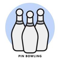 Pin-Bowling-Symbolvektor. bowling sport symbol cartoon vektor