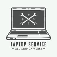 Vintage-Laptop. kann für Logo, Abzeichen, Emblem und vieles mehr verwendet werden. Vektor-Illustration vektor