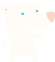 platt Färg stil tecknad serie polär Björn som visar tänder vektor