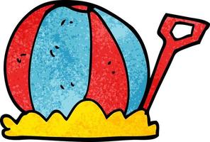 Cartoon-Doodle Beachball und Spaten vektor