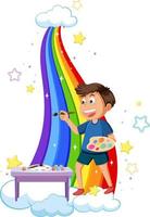 glückliche kinder auf regenbogen vektor