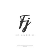 fj anfängliche Handschrift oder handgeschriebenes Logo für die Identität. Logo mit Unterschrift und handgezeichnetem Stil. vektor