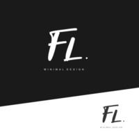 fl första handstil eller handskriven logotyp för identitet. logotyp med signatur och hand dragen stil. vektor