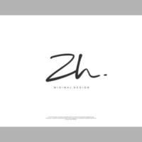 Z H första handstil eller handskriven logotyp för identitet. logotyp med signatur och hand dragen stil. vektor
