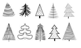 uppsättning av annorlunda kontur jul träd vektor
