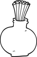 Strichzeichnung Cartoon-Schilf in Vase vektor