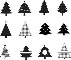 uppsättning av jul träd på vit bakgrund. jul träd tecken. jul träd monogram. platt stil. vektor