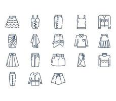 Frauenkleid und Mode-Icon-Set vektor