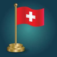schweiz nationell flagga på gyllene Pol på gradering isolerat mörk bakgrund. tabell flagga, vektor illustration
