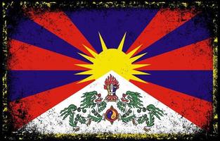 gammal smutsig grunge årgång tibet nationell flagga bakgrund vektor