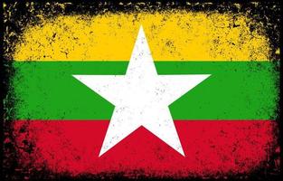 gammal smutsig grunge årgång myanmar nationell flagga bakgrund vektor