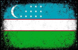 gammal smutsig grunge årgång uzbekistan nationell flagga bakgrund vektor