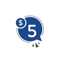 5 dollar pris märka. 5 dollar USD pris symbol. pris 5 dollar försäljning baner i USD. företag eller handla befordran marknadsföring begrepp vektor