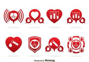 Blod donation röda ikoner vektor