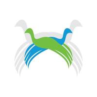 Logo mit 2 Vögeln, Designlogo in grüner und blauer Farbe. vektor