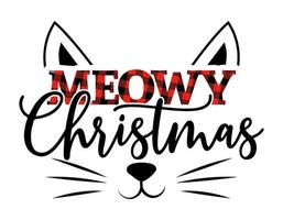 vi önskar du en mjau glad jul - katt kalligrafi fras för jul. hand dragen text för xmas hälsningar kort, inbjudningar. Bra för t-shirt, mugg, skrot bokning, gåva, utskrift Tryck. vektor