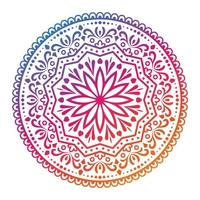 rundes Farbverlaufsmandala auf weißem, isoliertem Hintergrund. abstraktes Mandala-Design für Yoga, Meditationsposter, Banner, Tapeten, Dekorationsornamente vektor