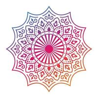 rundes Farbverlaufsmandala auf weißem, isoliertem Hintergrund. abstraktes Mandala-Design für Yoga, Meditationsposter, Banner, Tapeten, Dekorationsornamente vektor