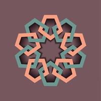 vintage geometrisches emblem vorlagendesign mit überlappenden elementen. islamisches Motiv. geometrisches Muster Mandala im arabischen Stil, buntes Logo isoliert auf Retro-Hintergrund. Vektor-Illustration vektor