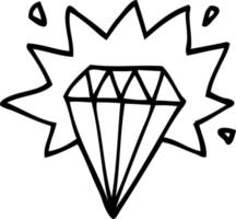 Strichzeichnung Cartoon Tattoo Diamant vektor