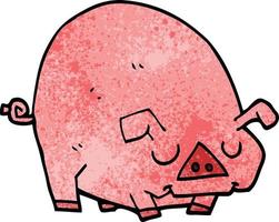 tecknad serie klotter fett gris vektor
