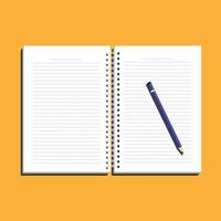 ein offenes Notizbuch mit weiß linierten Seiten und einem blauen Stift vektor