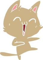 glückliche Cartoon-Katze im flachen Farbstil, die miaut vektor