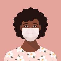 Porträt einer schwarzen Frau, die eine Gesichtsmaske trägt vektor