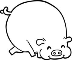 strichzeichnung cartoon fettes schwein vektor