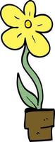 tecknad doodle blomkruka vektor