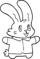 Strichzeichnung Cartoon glückliches Kaninchen vektor