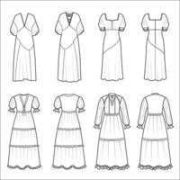 lange Kleiderkollektion für Damen vektor