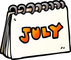 Cartoon-Doodle-Kalender mit Monat Juli vektor
