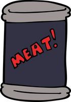 tecknad doodle burk kött vektor